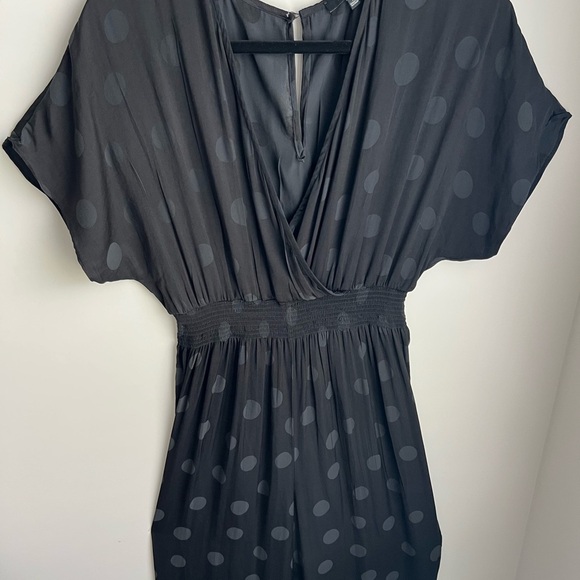 EUC Madewell Black Polka Dot Wrap Front Smock Waist Jumpsuit - Small - Picture 7 of 13
